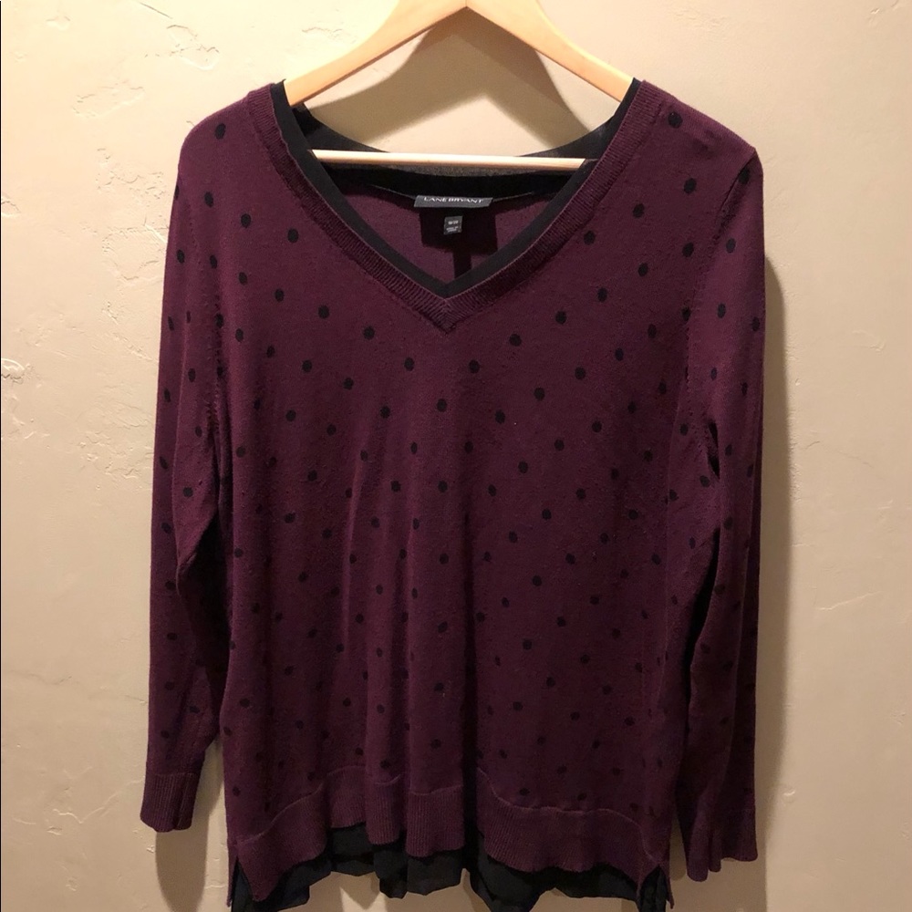 Plum & black polka dotted sweater